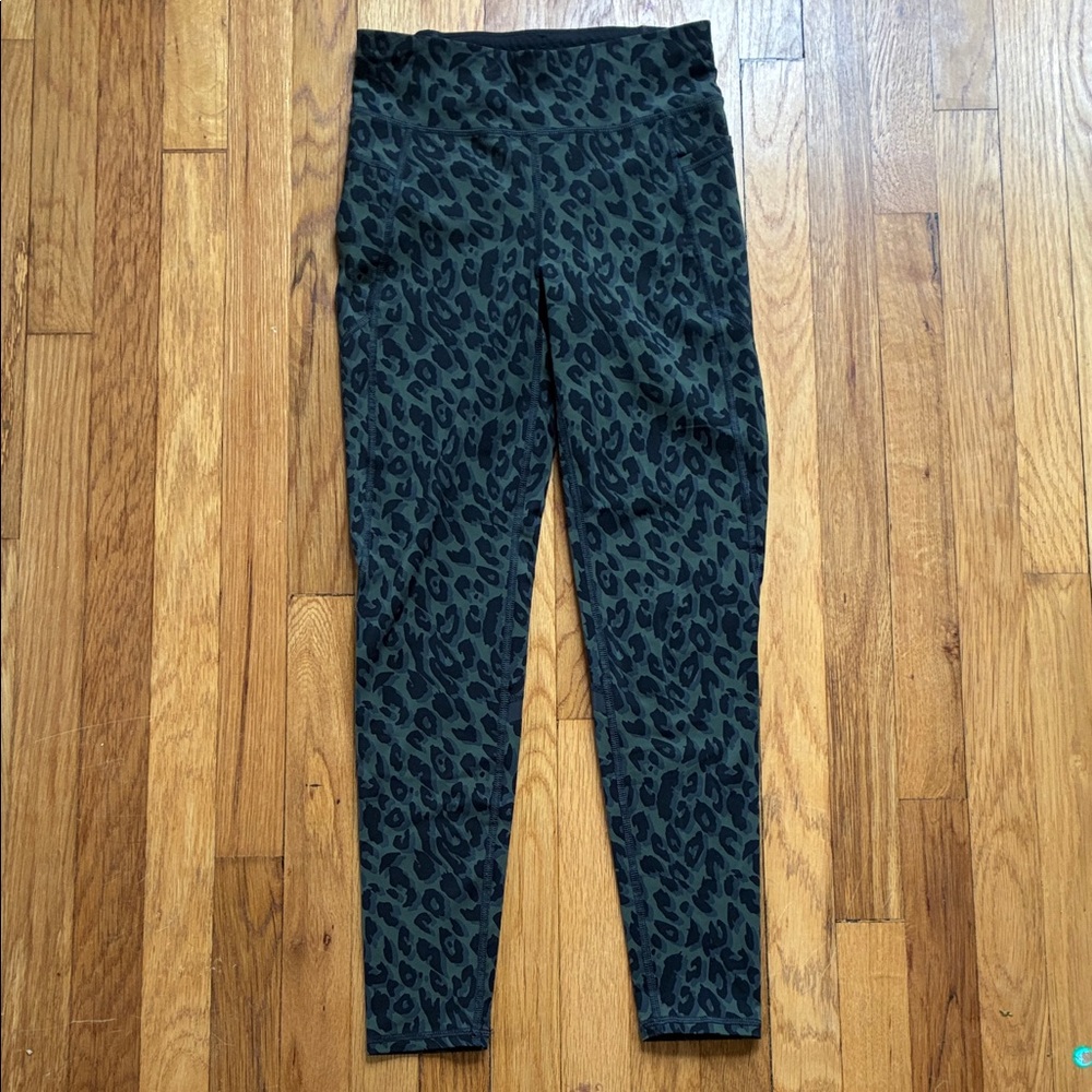 Sweaty Betty Olive Green and Black Leopard Print Leggings